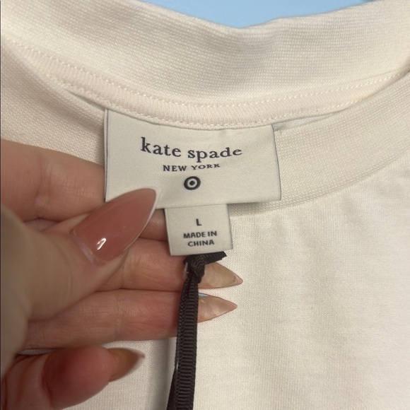 Kate Spade x Target cream white  T-Shirt with Red 'Dance Till Dawn' Print - Picture 9 of 11